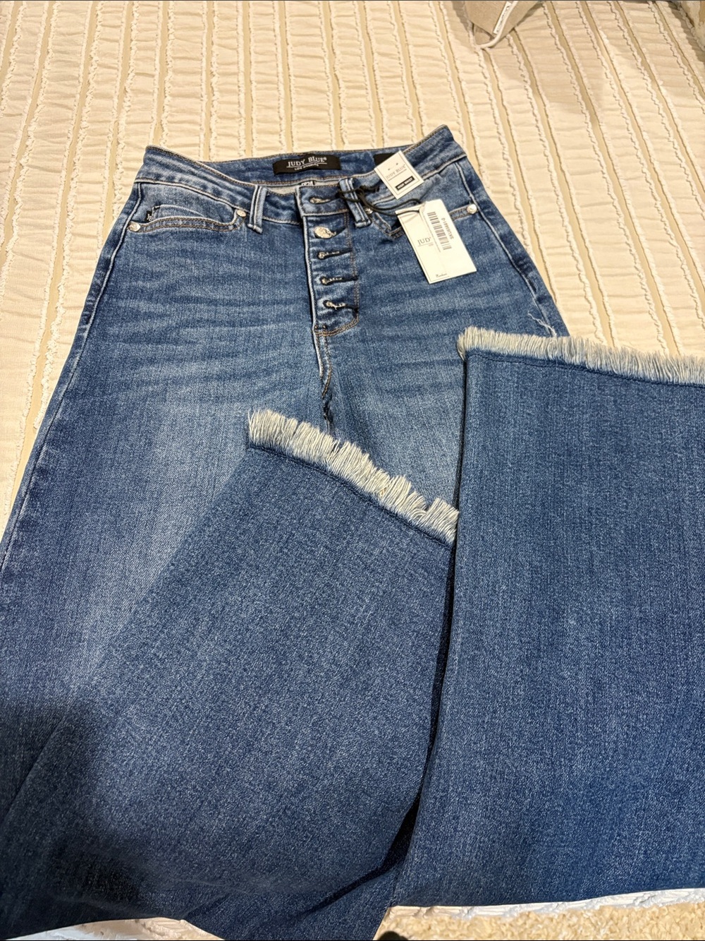 Judy Blue Medium Blue High-Rise Button-Fly Wide Leg Jeans